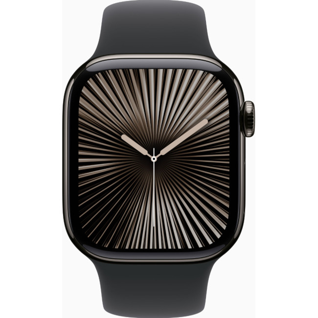 Apple Watch Series 10 GPS + Cellular 42mm Slate Titanium Case w. Black Sport Band - M/L (MWXH3)