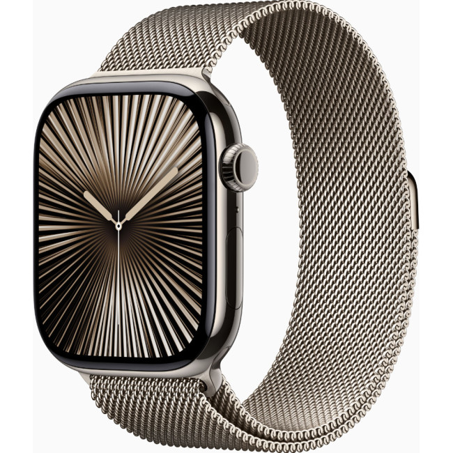 Apple Watch Series 10 GPS + Cellular 46mm Natural Titanium Case w. Natural Milanese Loop - M/L (MWYC3)