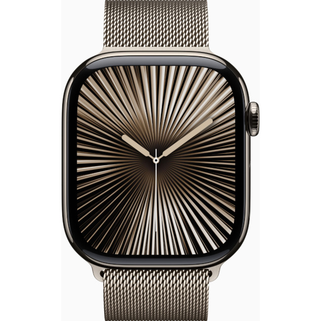 Apple Watch Series 10 GPS + Cellular 46mm Natural Titanium Case w. Natural Milanese Loop - M/L (MWYC3)