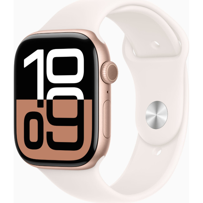 Apple Watch Series 10 GPS + Cellular 46mm Rose Gold Alu. Case w. Light Blush Sport Band - S/M (MWY63)