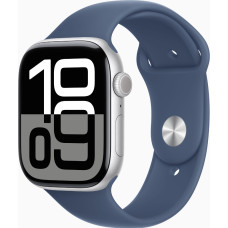Apple Watch Series 10 GPS + Cellular 46mm Silver Alu. Case w. Denim Sport Band - S/M (MWY03)