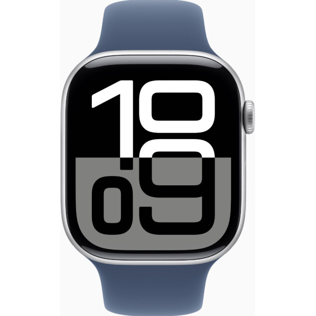 Apple Watch Series 10 GPS + Cellular 46mm Silver Alu. Case w. Denim Sport Band - S/M (MWY03)