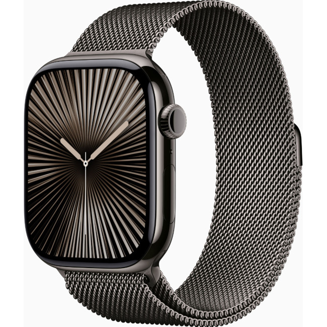 Apple Watch Series 10 GPS + Cellular 46mm Slate Titanium Case w. Slate Milanese Loop - M/L (MWYW3)