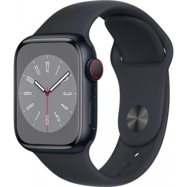 Apple Watch Series 8 GPS 41mm Midnight Aluminum Case w. Midnight Sport Band - Size S/M (MNU73/MNPC3)
