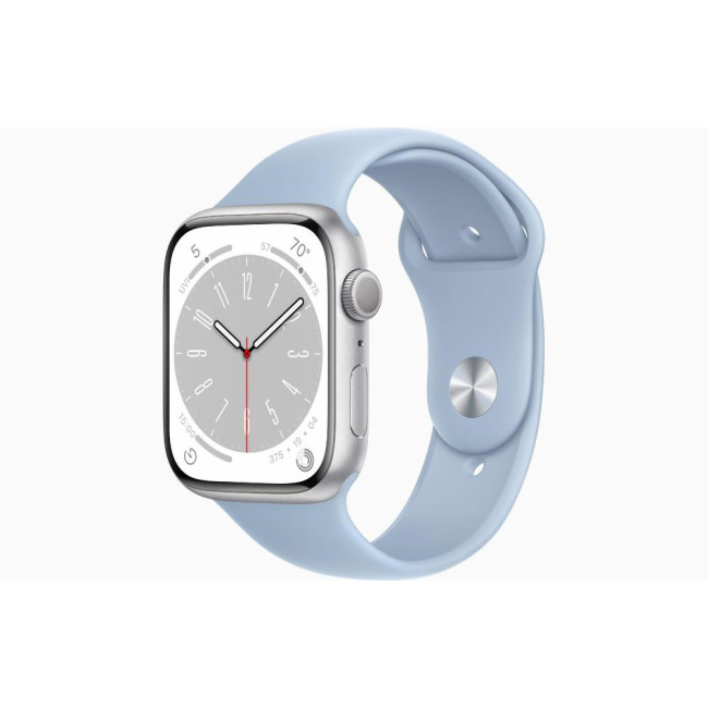 Apple Watch Series 8 GPS 45mm Silver Aluminum Case with White S. Band - S/M (MP6P3/MP6T3)