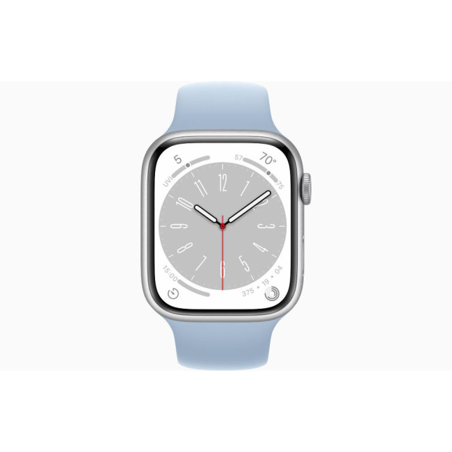 Apple Watch Series 8 GPS 45mm Silver Aluminum Case with White S. Band - S/M (MP6P3/MP6T3)