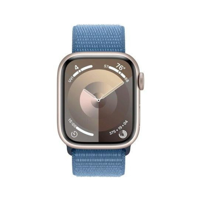 Apple Watch Series 9 GPS 41mm Starlight Aluminum Case w. Winter Blue Sport Loop (MR9K3)