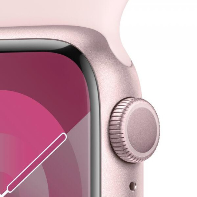 Apple Watch Series 9 GPS + Cellular 45mm Pink Aluminum Case w. Light Pink Sport Band - M/L (MRML3)
