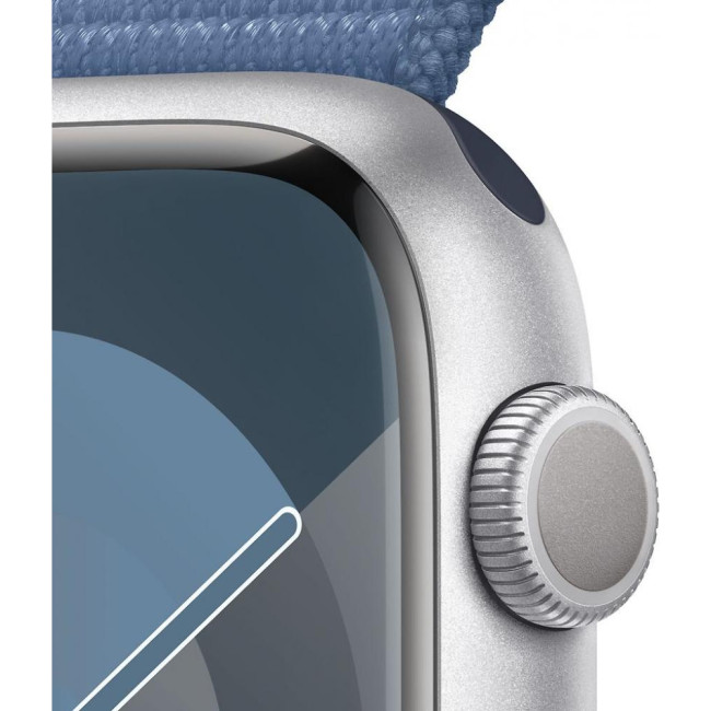 Apple Watch Series 9 GPS + Cellular 45mm Silver Aluminum Case with Winter Blue Sport Loop (MRMJ3)