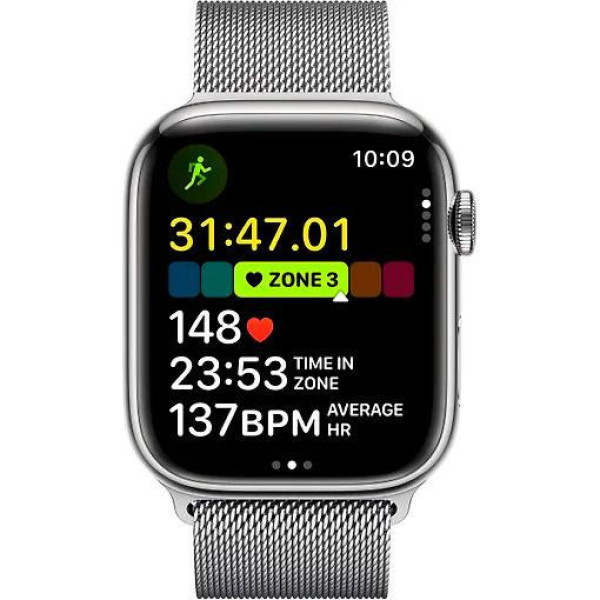 Смарт-часы Apple Watch Series 9 GPS + Cellular 45mm Silver S. Steel Case w. Silver Milanese Loop (MRMQ3)
