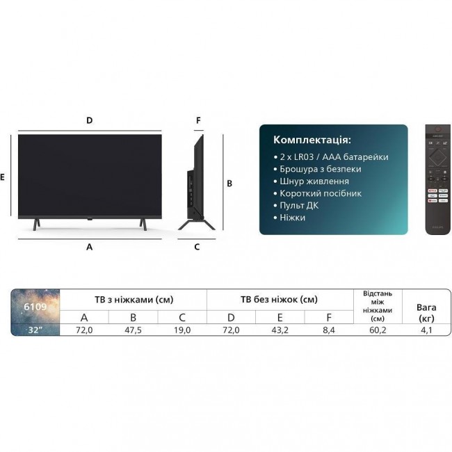 Телевизор Philips 32PFS6109/12