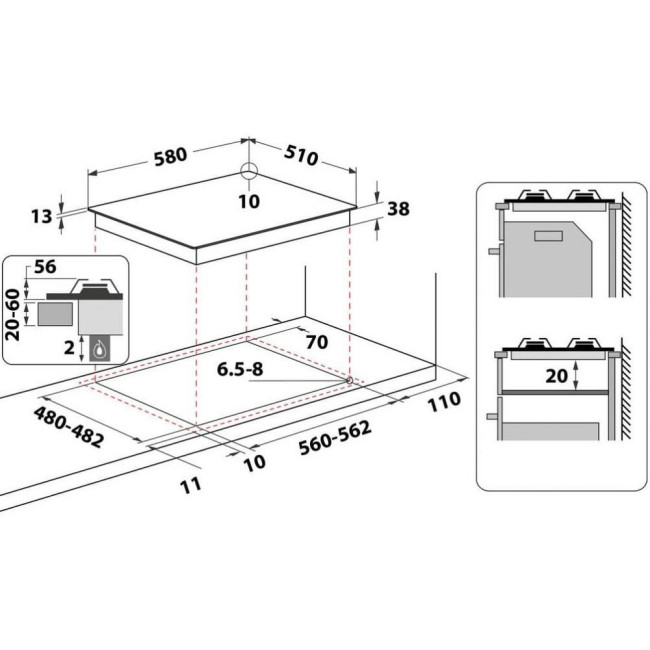 Варочная поверхность газовая Whirlpool TKRL650IX