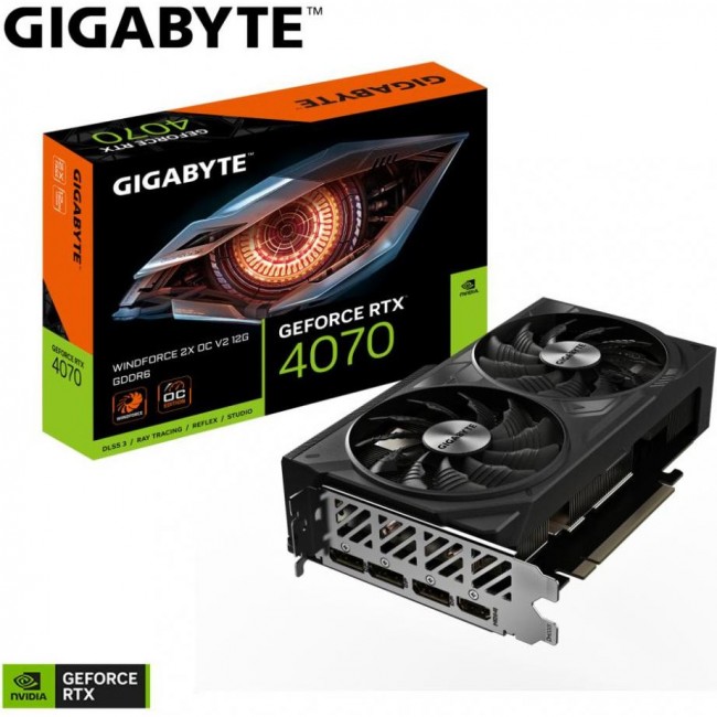 Відеокарта Gigabyte GeForce RTX 4070 WINDFORCE 2X OC V2 12G (GV-N4070WF2OCV2-12GD)