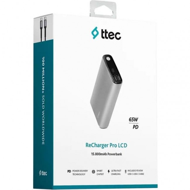 TTEC 15000mAh ReCharger Pro 65W Space Gray (2BB216UG)