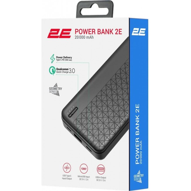 2E 20000mAh, Geometry, PD+ QC 3.0 18W, black (2E-PB2072PD-BLACK)