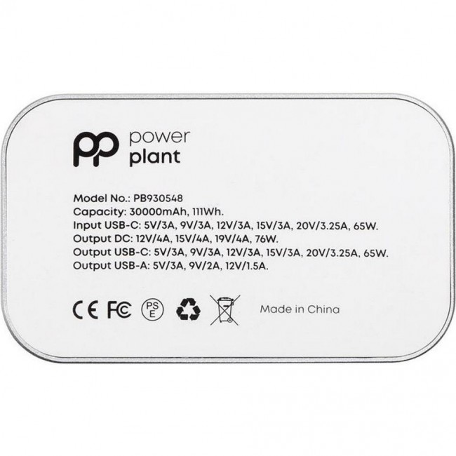 PowerPlant 30000mAh PD/76W QC/3.0 DC 12-19V USB-C 65W Max USB-A (PB930548)