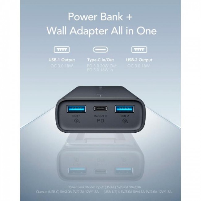 VEGER ACE100 1xUSB-C, 2xUSB-A, PD20W, QC3.0 10000mAh Black (1283126559143)