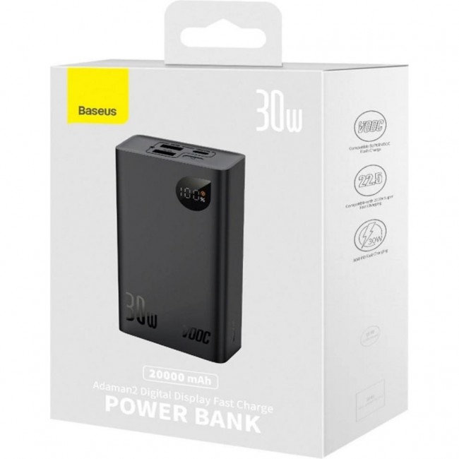 Baseus Adaman 2 Metal Digital Display 20000mAh 30W Black (PPAD050001, PPAD050101)