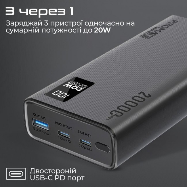 Promate Bolt-20PD 20000mAh Black (bolt-20pd.black)