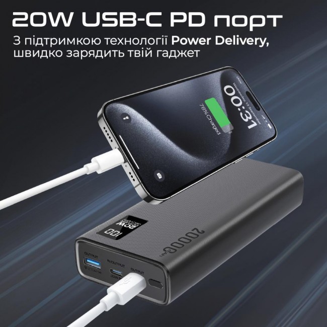 Promate Bolt-20PD 20000mAh Black (bolt-20pd.black)