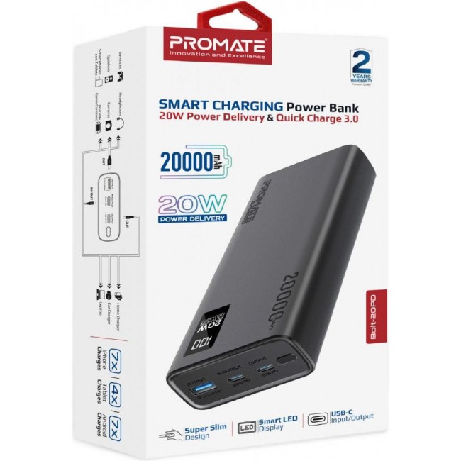 Promate Bolt-20PD 20000mAh Black (bolt-20pd.black)