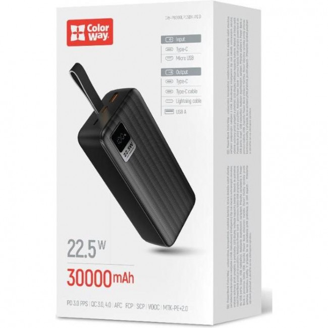 ColorWay Digital Display 30000mAh Black (CW-PB300LPC5BK-PDD)