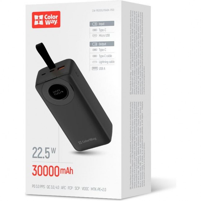 ColorWay EnergyPlus 30000mAh Black (CW-PB300LPB4BK-PDD)