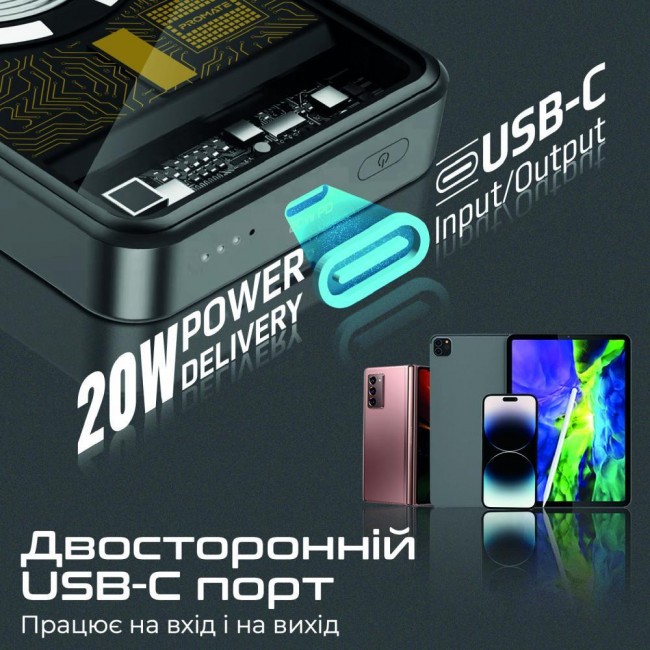 Promate LucidPack-10 10000 mAh 20W PD USB-C 15W MagSafe Black (lucidpack-10.black)