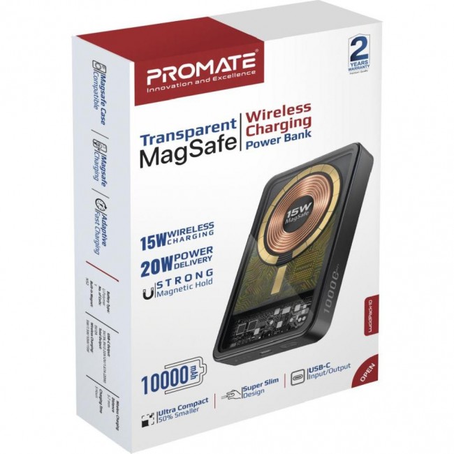 Promate LucidPack-10 10000 mAh 20W PD USB-C 15W MagSafe Black (lucidpack-10.black)