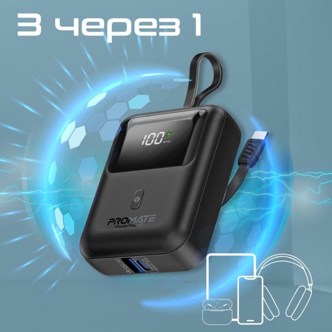 Promate PowerPod-10 10000mAh Black (powerpod-10.black)
