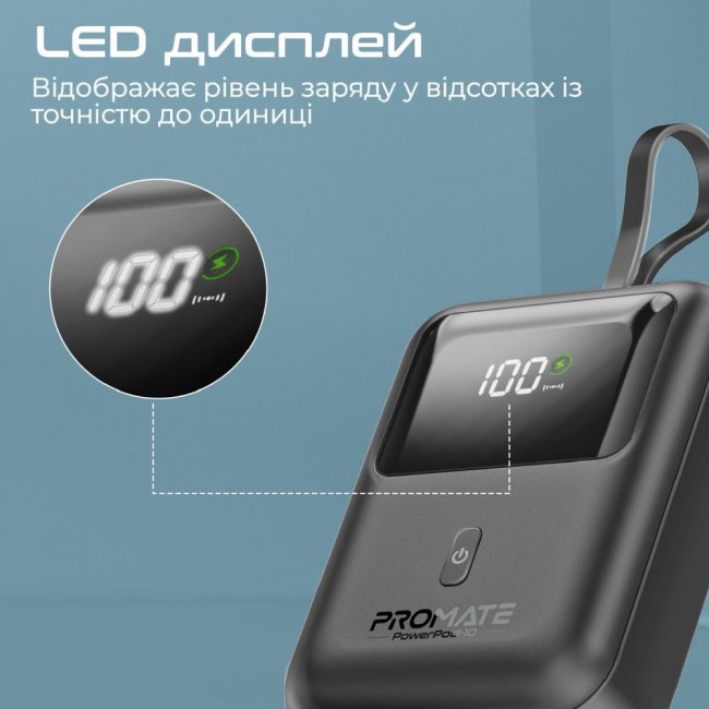 Promate PowerPod-10 10000mAh Black (powerpod-10.black)