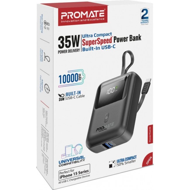 Promate PowerPod-10 10000mAh Black (powerpod-10.black)