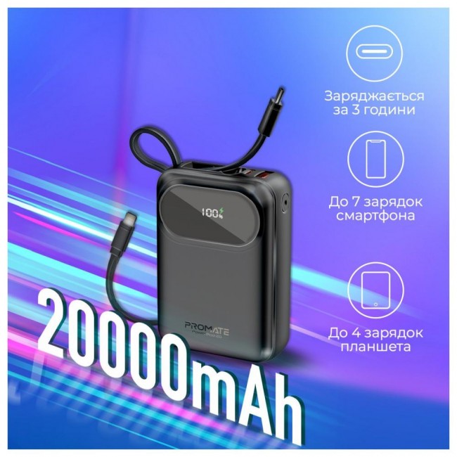 Promate PowerPod-20 20000 mAh Black (powerpod-20.black)