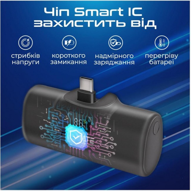 Promate PowerUp-c 5000mAh USB-C Вlack (powerup-c.black)