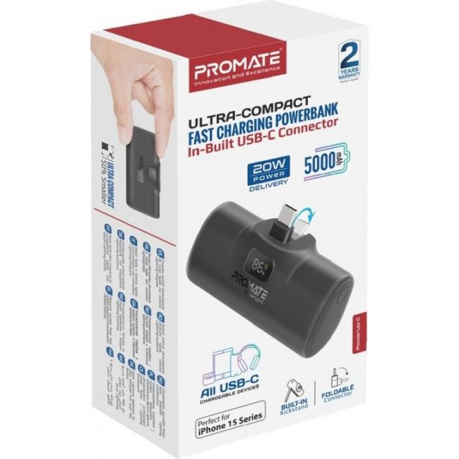 Promate PowerUp-c 5000mAh USB-C Вlack (powerup-c.black)