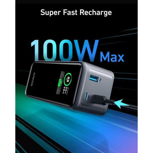 Портативний зарядний пристрій (зовнішній акумулятор) Anker 735 Prime 20000mAh 200W (A1336011)