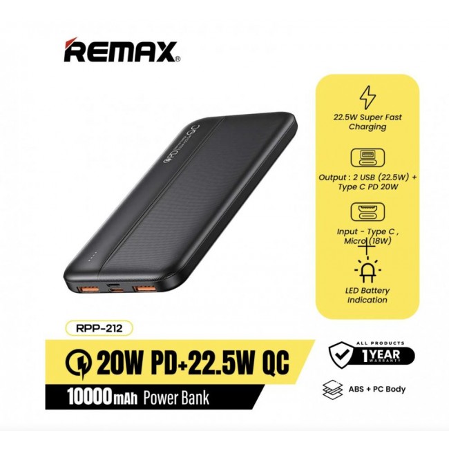 REMAX RPP-212 Tinyl 10000mAh Black