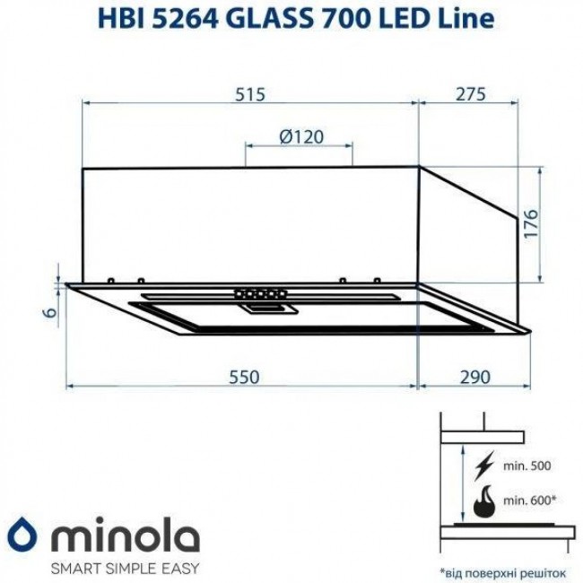 Minola HBI 5264 WH GLASS 700 LED Line