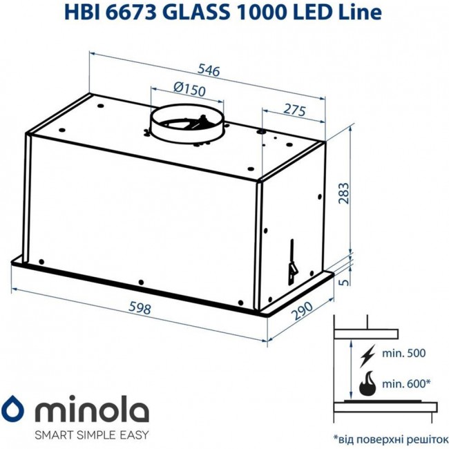 Minola HBI 6873 BL GLASS 1200 LED LINE
