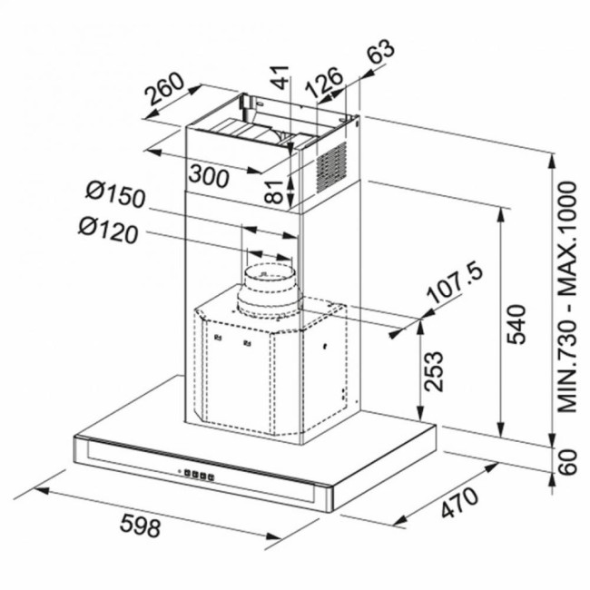 Вытяжка Т-образная Franke Neptune-T FNE 625 XS (325.0541.090)