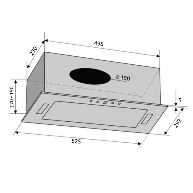 Витяжка Ventolux PUNTO 52 BK (700) PB PC