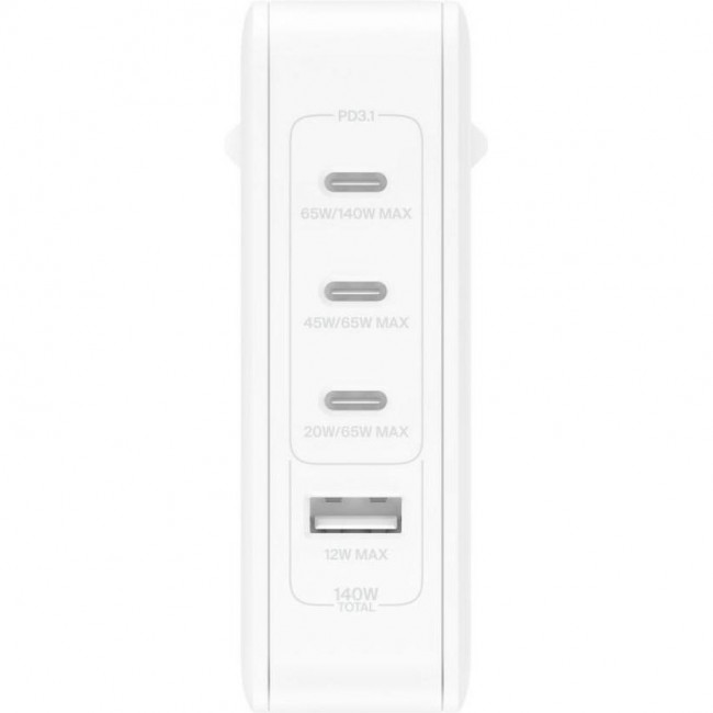 Belkin 140W 3хUSB-С GAN PD PPS, USB-A, White (WCH014BTWH)
