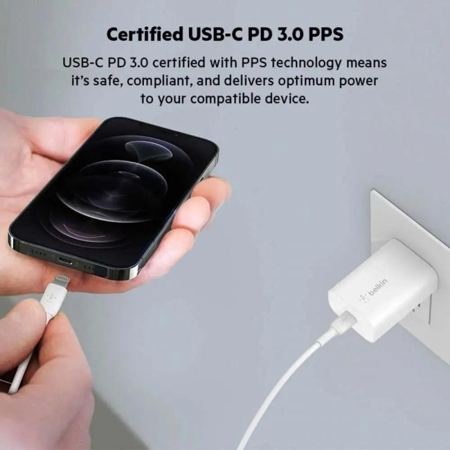 Belkin 25W USB-C PD3.0 White Type-C to Type-C cable (WCA004VF1MWH-B6)