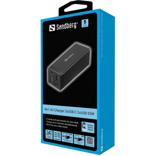 Sandberg 4-in-1 Charger 2xUSB-C 2xUSB-A 65W Black (441-45)