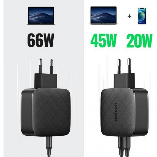 UGREEN 66W 2 x Type-C PD Charger Black (70867)