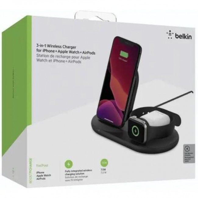 Belkin Boost Up 3-in-1 Wireless Charger Black (WIZ001VFBK)