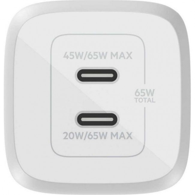 Belkin Boost Up Charge Pro GaN Dual USB-C Charger 65W White (WCH013VFWH)
