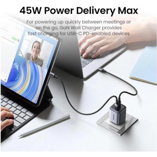 UGREEN CD294 Nexode 45W USB 2xType-C PD3.0 QC4.0 Charger Space Gray (90573)