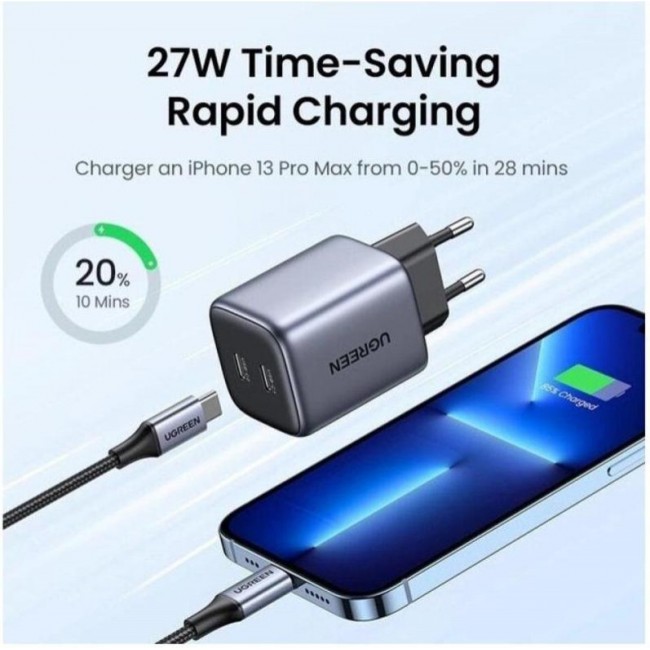 UGREEN CD294 Nexode 45W USB 2xType-C PD3.0 QC4.0 Charger Space Gray (90573)