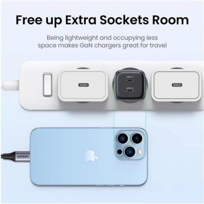UGREEN CD294 Nexode 45W USB 2xType-C PD3.0 QC4.0 Charger Space Gray (90573)